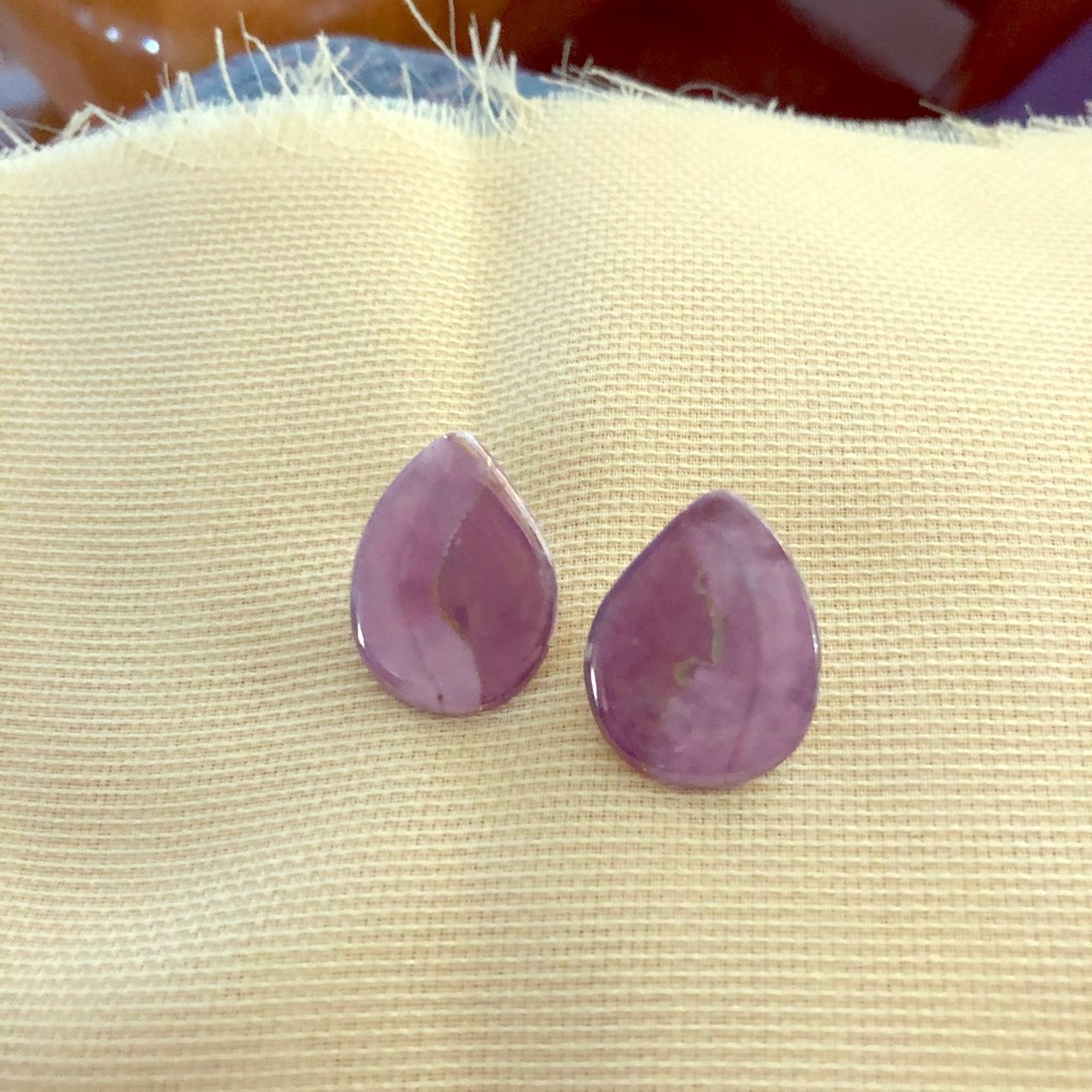 Vintage Porcelain Tear Drop Pink Post & Back Ear.
